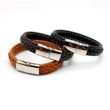 Herrenschmuck Edles Dunkel Braunes Lederarmband 20cm mit Magnetschließe