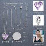 Halskette für Damen, Herzkette Lavendel Silber Look, Damen Herz Anhänger Halskette mit Kristallen