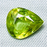 Echter Sphene Titanit Tropfen Gelb Grün 1.63ct 8.8x7.3mm