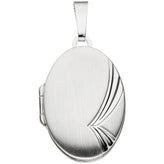 Medaillon oval für 2 Fotos 925 Sterling Silber mattiert Anhänger zum öffnen
