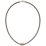 Collier Halskette Leder taupe mit 585 Gold Rotgold 47 Diamanten Brillanten 45 cm