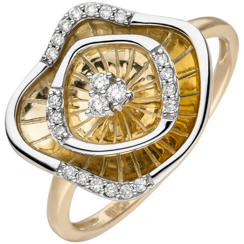 Damen Ring 585 Gold Gelbgold bicolor 23 Diamanten Brillanten