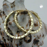 Creole Ohrring 17x1mm Steckverschluss Muster glänzend diamantiert 9Kt GOLD