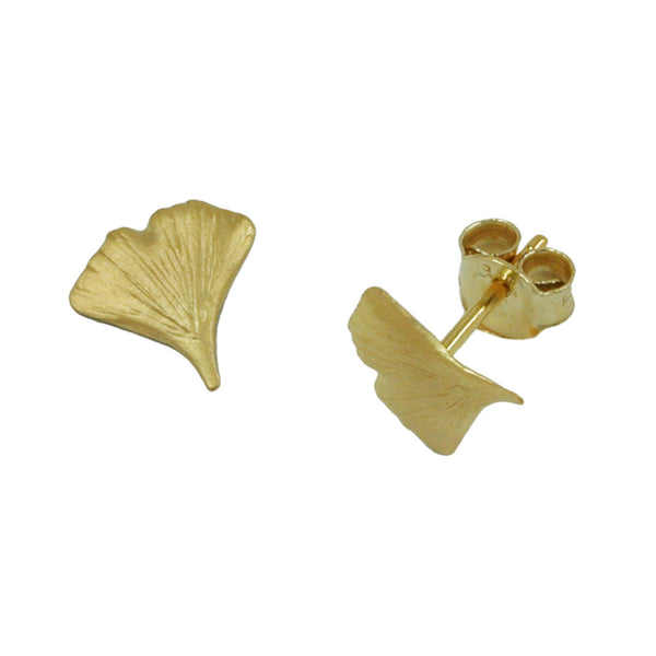 Ohrstecker Ohrring 9mm Ginkgoblatt matt 9Kt GOLD