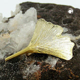 Brosche 30x24mm Ginkgoblatt glänzend 9Kt GOLD