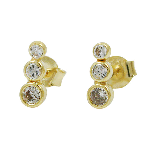 Ohrstecker Ohrring 9x3mm 3x Zirkonias 9Kt GOLD