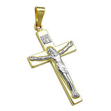 Anhänger 27x16mm Kreuz mit Jesus bicolor glänzend 9Kt GOLD