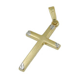 Anhänger 22x13mm Kreuz bicolor matt 9Kt GOLD