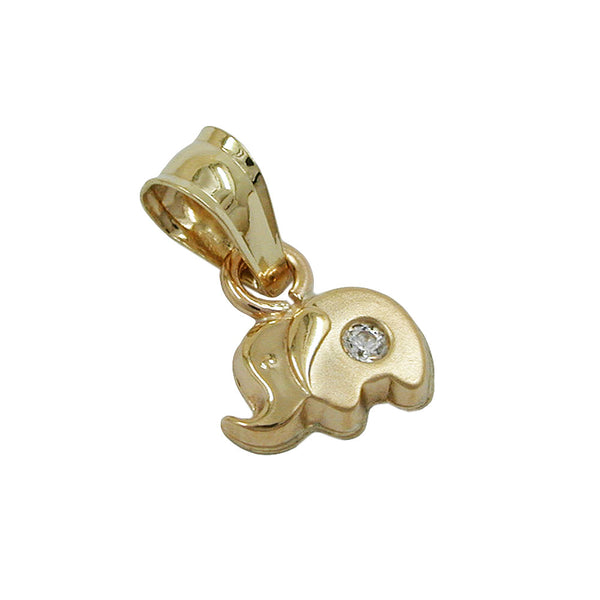 Anhänger 5x7mm kleiner Elefant mit Zirkonia matt-glänzend 9Kt GOLD