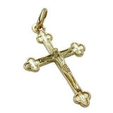 Anhänger 26x17mm Kreuz mit Jesus glänzend 14Kt GOLD