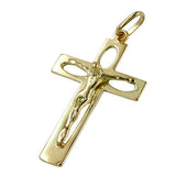 Anhänger 28x17mm Kreuz mit Jesus durchbrochen glänzend 14Kt GOLD