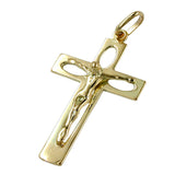 Anhänger 28x17mm Kreuz mit Jesus durchbrochen glänzend 14Kt GOLD