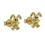 Ohrstecker Ohrring 7x6mm kleiner Hase matt-glänzend 9Kt GOLD