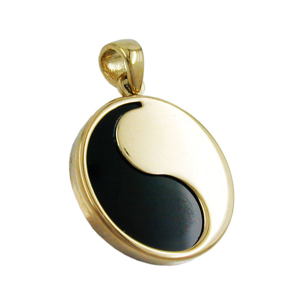 Anhänger Yin Yang 16mm mit Onyx 9Kt GOLD