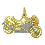 Anhänger 28mm Motorrad bicolor 9Kt GOLD