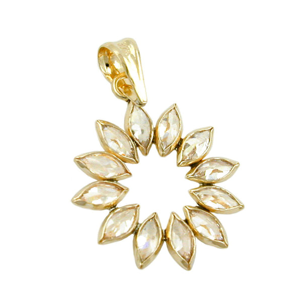 Anhänger 14mm Blume aus 12 weißen Zirkonias 9Kt GOLD