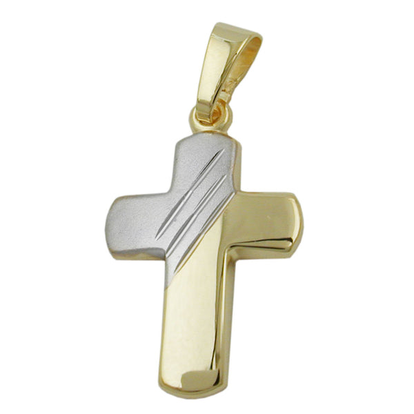 Anhänger 16x12mm Kreuz bicolor 9Kt GOLD