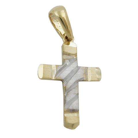 Anhänger 15x11mm Kreuz bicolor diamantiert 9Kt GOLD