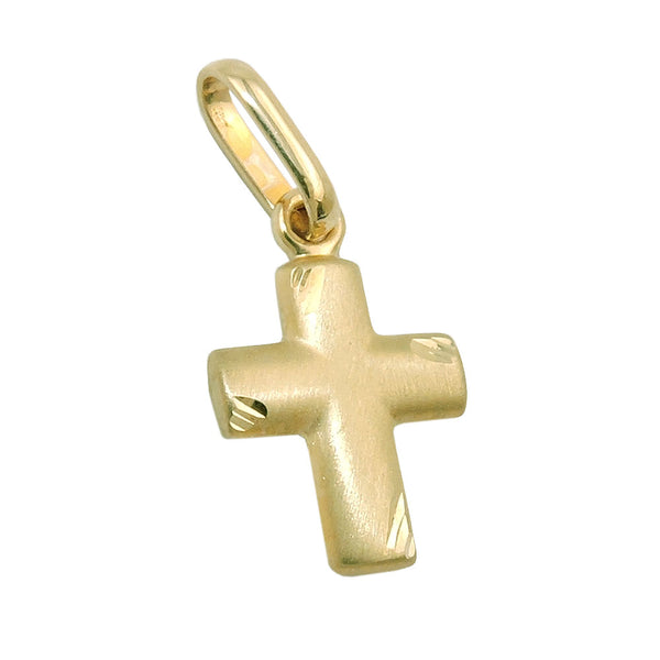 Anhänger 12x10mm Kreuz matt-diamantiert 9Kt GOLD