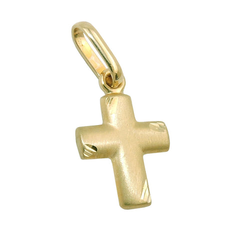 Anhänger 12x10mm Kreuz matt-diamantiert 9Kt GOLD