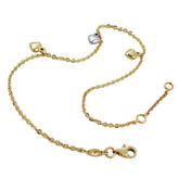 Fußkette 1,7mm Ankerkette mit 3 Herzen bicolor längenvariabel 9Kt GOLD 25cm