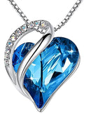Halskette für Damen, Herzkette Silber Look, Damen Herz Anhänger Halskette mit Kristallen