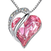 Halskette für Damen, Herzkette Pink Silber Look, Damen Herz Anhänger Halskette mit Kristallen