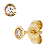 Ohrstecker rund 585 Gold Gelbgold 2 Diamanten Brillanten 0,10ct. Ohrringe