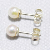 Ohrringe - Echte Weisse Perle 6.0mm - Sterlingsilber