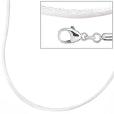 Collier Halskette Seide weiss 42 cm, Verschluss 925 Silber Kette