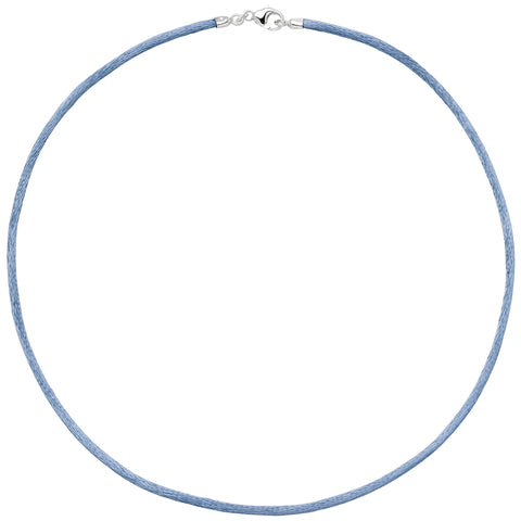 Collier Halskette Seide hellblau 2,8 mm 42 cm, Verschluss 925 Silber Kette