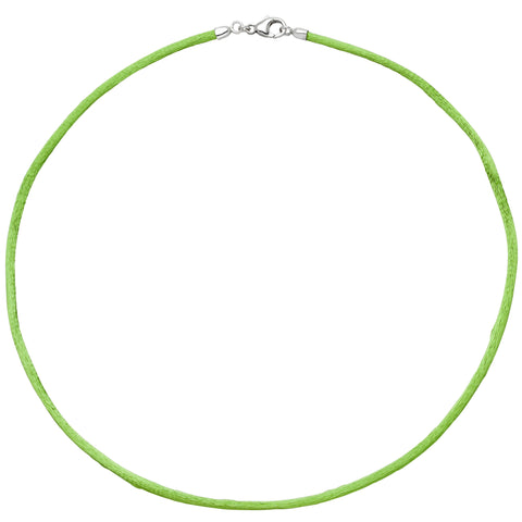 Collier Halskette Seide hellgrün 2,8 mm 42 cm, Verschluss 925 Silber Kette