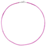 Collier Halskette Seide pink 42 cm, Verschluss 925 Silber Kette