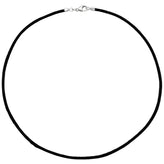Collier Halskette Seide schwarz 2,8 mm 42 cm, Verschluss 925 Silber Kette