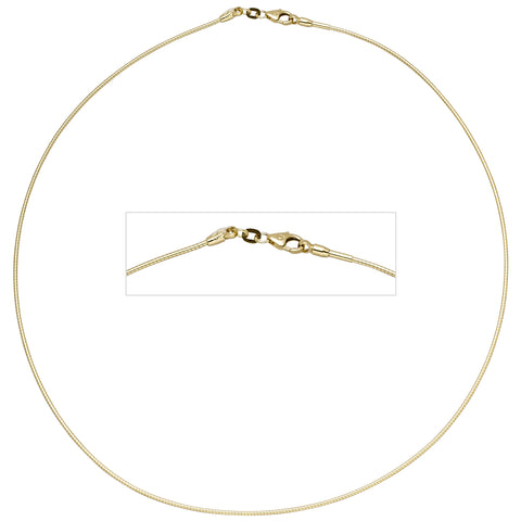 Halsreif 585 Gelbgold 1,1 mm 42 cm Gold Kette Halskette Goldhalsreif Karabiner