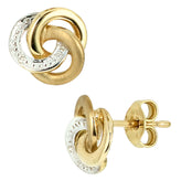 Ohrstecker Knoten verschlungen 585 Gold Gelbgold bicolor 2 Diamanten Ohrringe