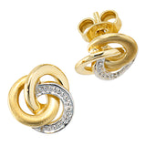 Ohrstecker Knoten verschlungen 585 Gold Gelbgold bicolor 2 Diamanten Ohrringe
