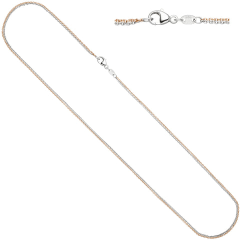 Halskette Kette 585 Gold Rotgold Weißgold bicolor 42 cm Goldkette Karabiner