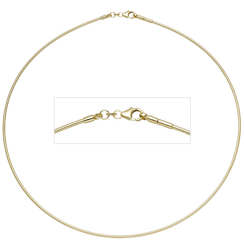 Halsreif 333 Gelbgold 1,5 mm 42 cm Gold Kette Halskette Goldhalsreif Karabiner