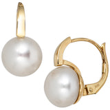 Boutons 585 Gold Gelbgold 2 Süßwasser Perlen Ohrringe Ohrhänger Perlenohrringe