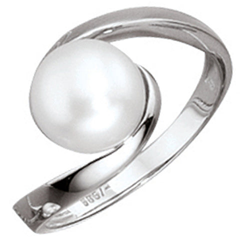 Damen Ring 333 Gold Weißgold 1 Süßwasser Perle Goldring Perlenring