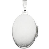 Medaillon oval für 2 Fotos 925 Sterling Silber mattiert Anhänger zum öffnen