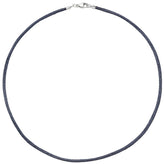 Collier Halskette Seide grau 2,8 mm 42 cm, Verschluss 925 Silber Kette