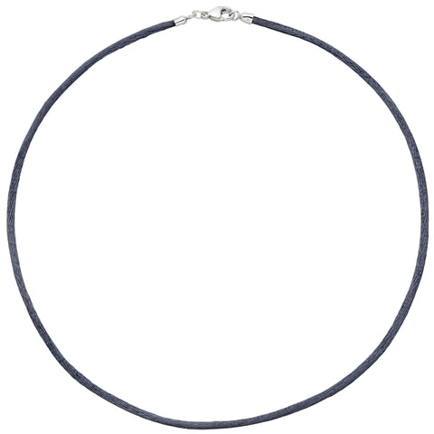 Collier Halskette Seide grau 2,8 mm 42 cm, Verschluss 925 Silber Kette