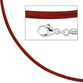 Collier Halskette Leder rot 925 Silber 42 cm Lederkette Karabiner