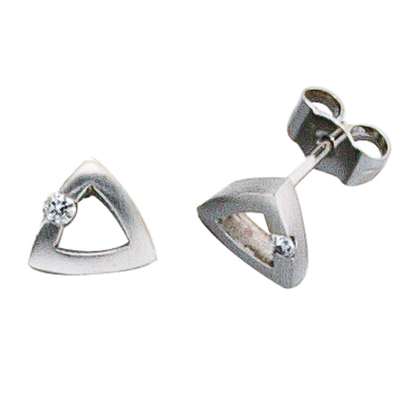 Ohrstecker dreieckig 950 Platin mattiert 2 Diamanten Brillanten Ohrringe