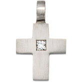 Anhänger Kreuz 950 Platin 1 Diamant 0,06ct. Kreuzanhänger Platinkreuz