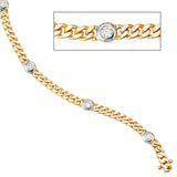 Armband 585 Gold Gelbgold Weißgold bicolor 6 Diamanten Brillanten 19 cm