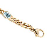 Armband 585 Gold Gelbgold 19 cm 4 Blautopase hellblau blau Goldarmband Karabiner