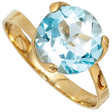 Damen Ring 585 Gold Gelbgold 1 Blautopas hellblau blau Goldring Topasring